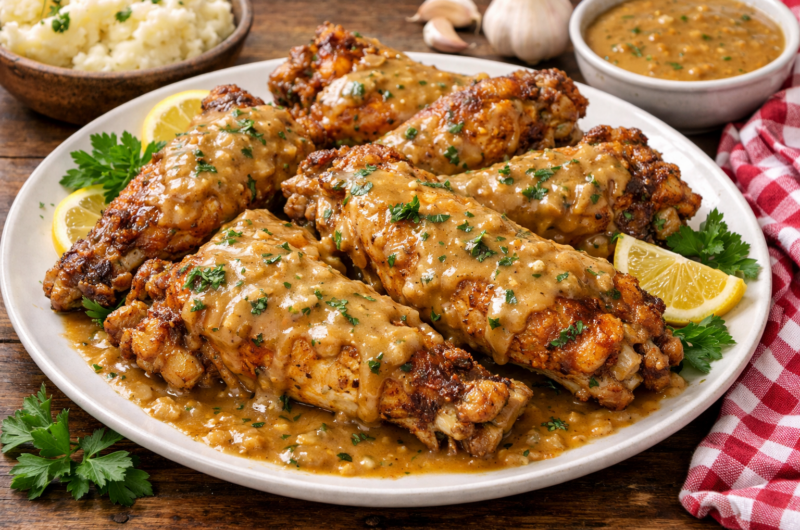 Baked Cajun Turkey Wings with Homemade Gravy