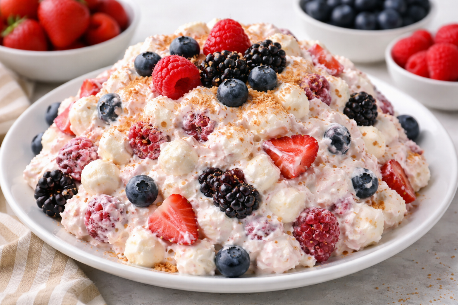 Berry Cheesecake Fluff Salad (No-Bake Dessert)