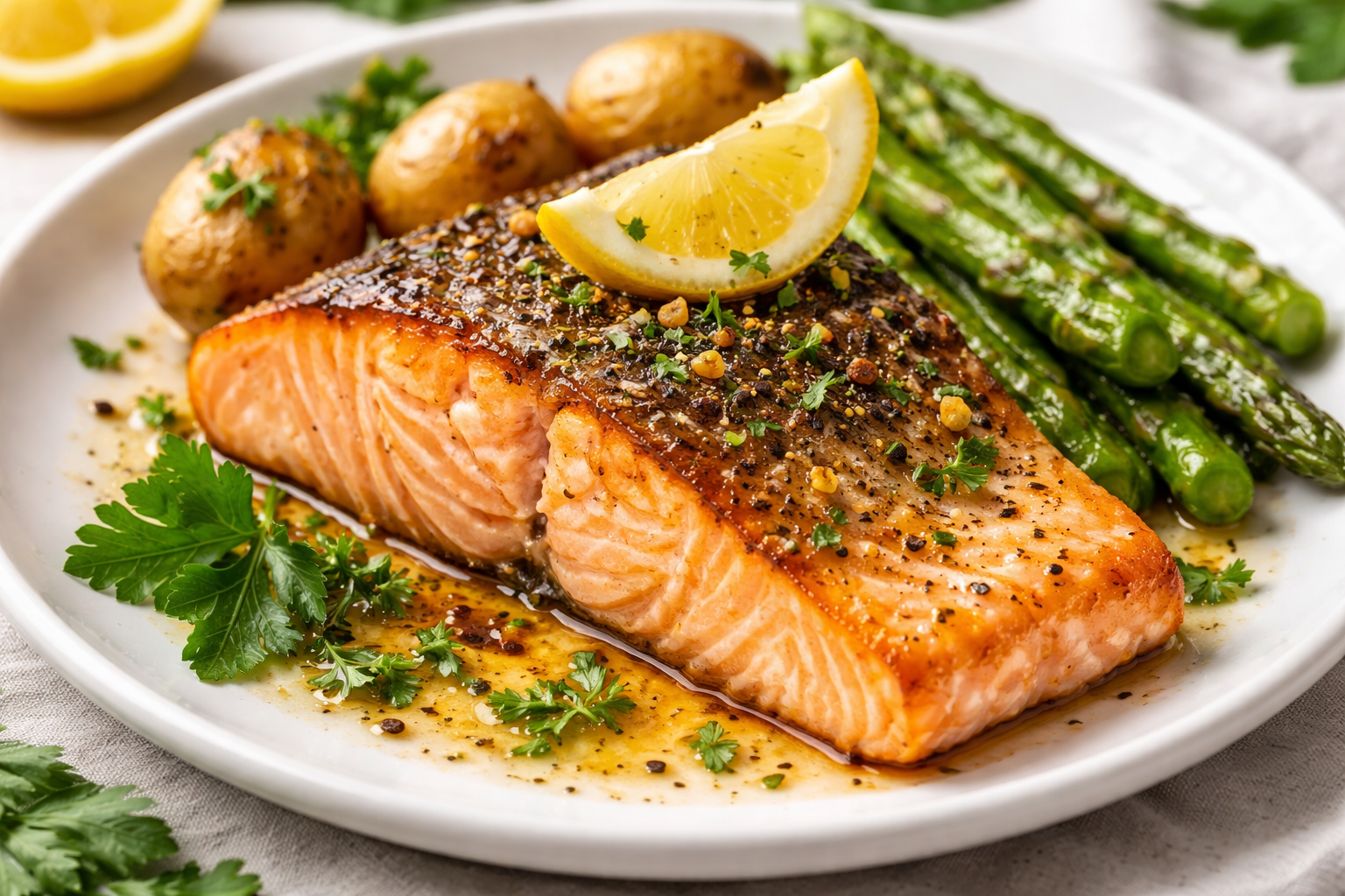 Buttery Baked Salmon with Crispy Skin