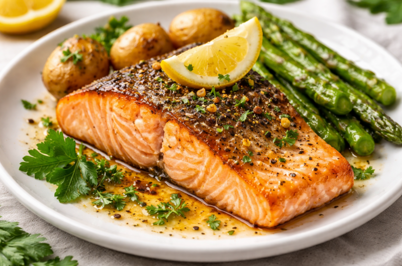 Buttery Baked Salmon with Crispy Skin