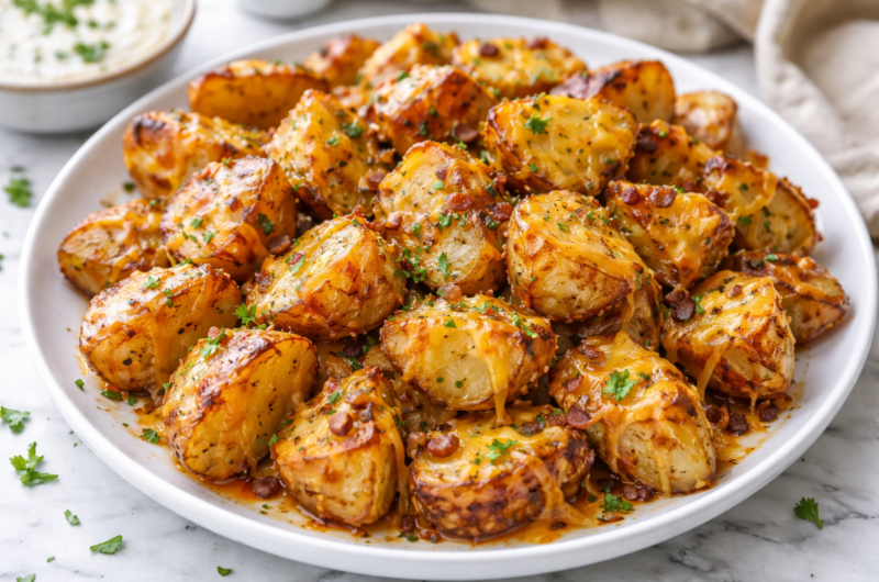 Cheesy Ranch Oven-Roasted Potatoes (Crispy, Melty & Baked to Perfection)