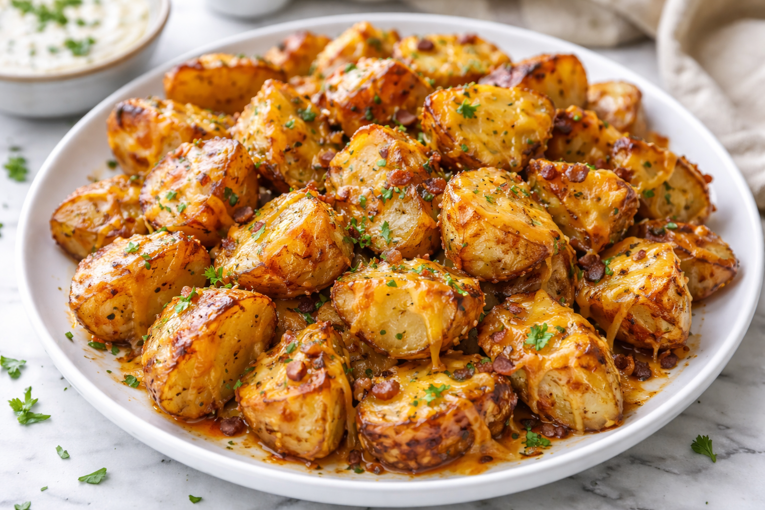 Cheesy Ranch Oven-Roasted Potatoes (Crispy, Melty & Baked to Perfection)