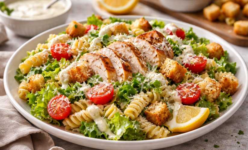 Chicken Caesar Pasta Salad with Homemade Dressing