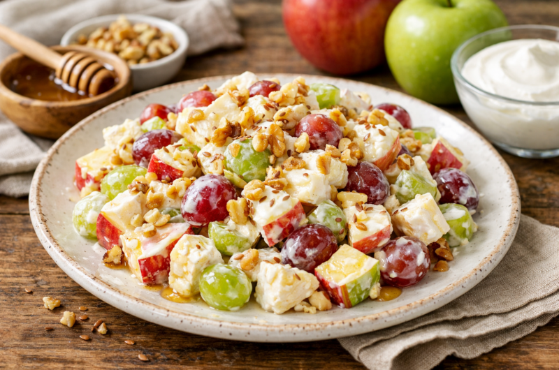 Creamy Apple and Grape Salad with Greek Yogurt and Honey