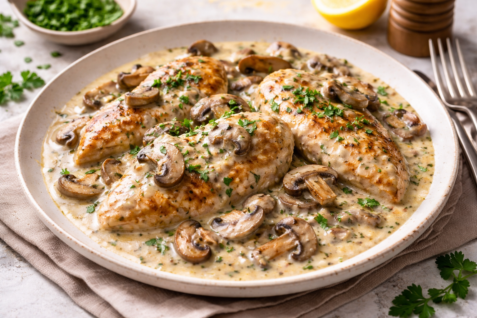 Creamy Chicken and Mushroom Skillet with Sour Cream Sauce