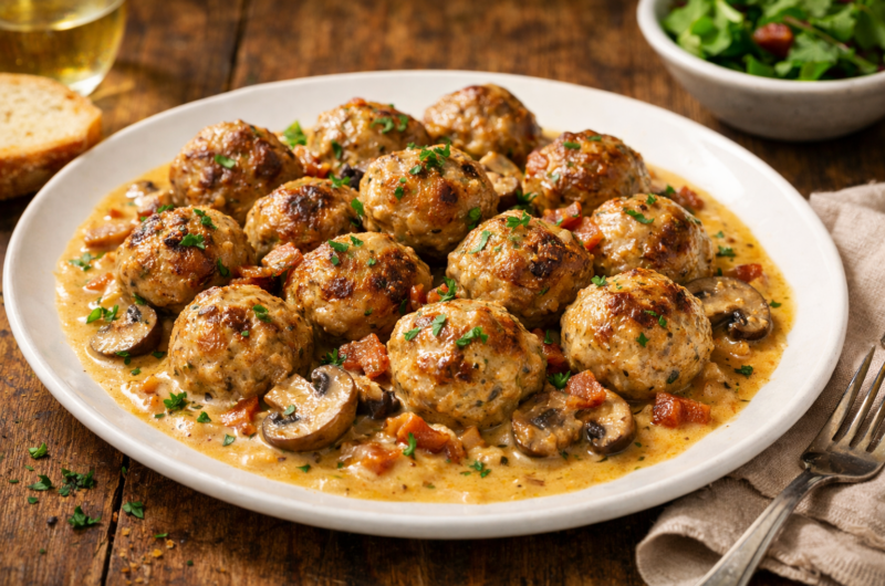 Creamy Mixed Meat Meatballs in Rich Pan Sauce
