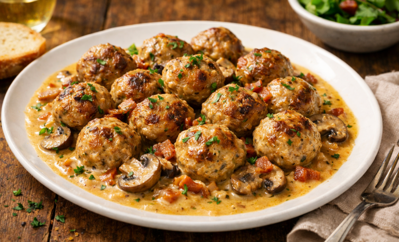 Creamy Mixed Meat Meatballs in Rich Pan Sauce