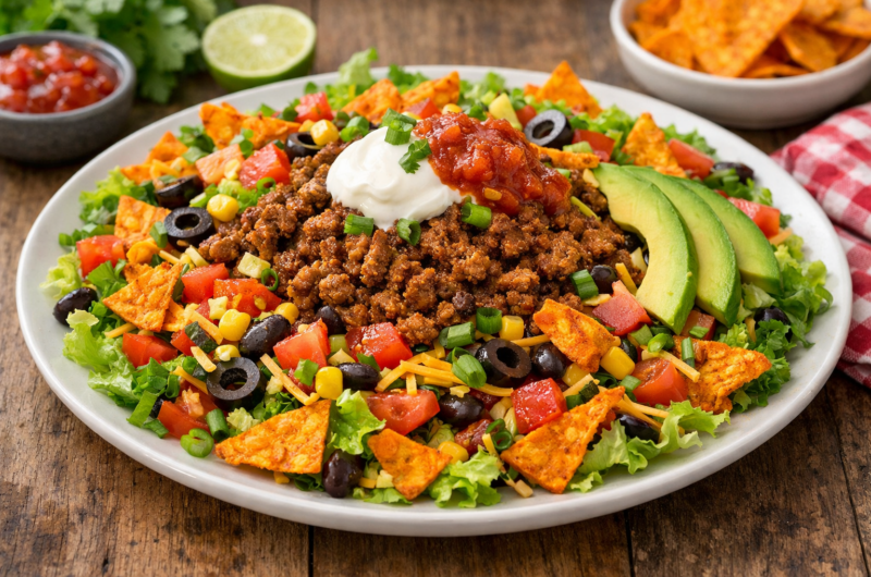 Dorito Taco Salad with Ground Beef (Gluten-Free Option)