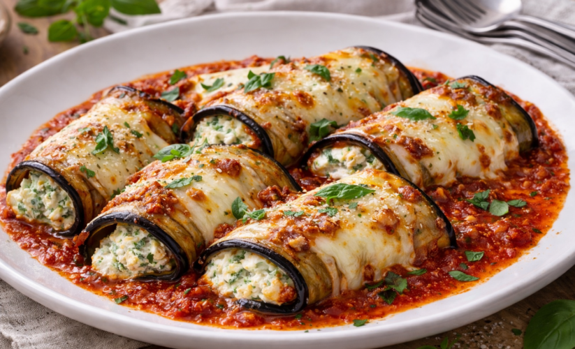 Eggplant Rollatini with Ricotta, Marinara & Melted Mozzarella