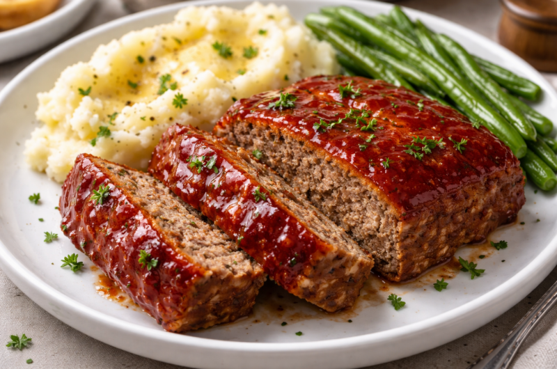 Juicy Classic Meatloaf with Sweet & Tangy Glaze