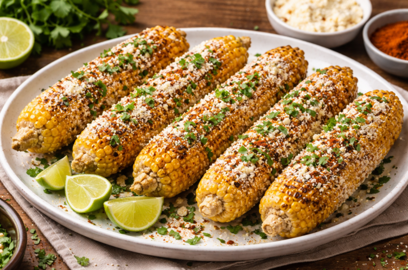 Vegan Mexican Street Corn (Elotes) – Oven-Roasted with Vegan Mayo & Cheese