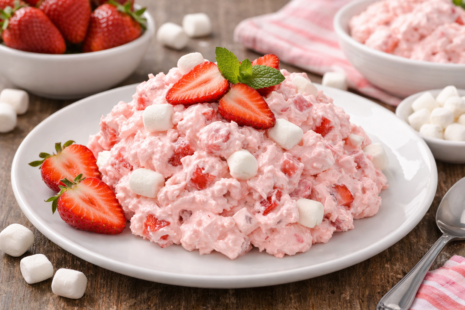Strawberry Fluff Salad (No-Bake Dessert)