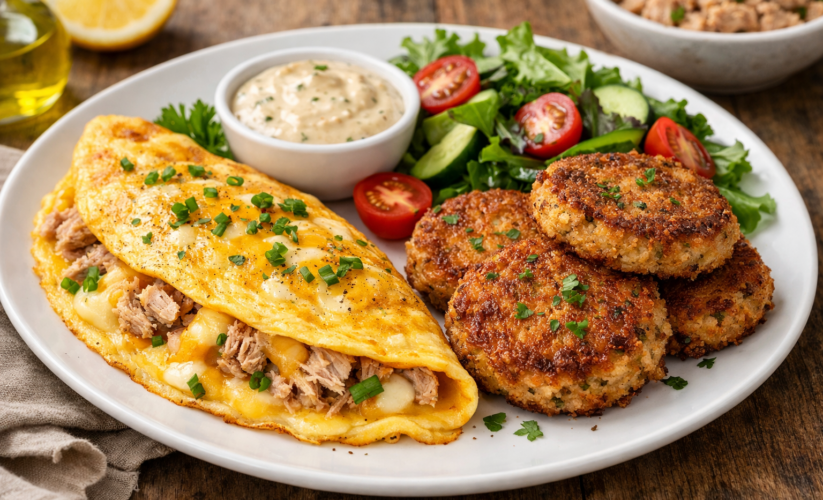 Two Easy Tuna Recipes: Cheesy Tuna Omelette & Crispy Tuna Patties