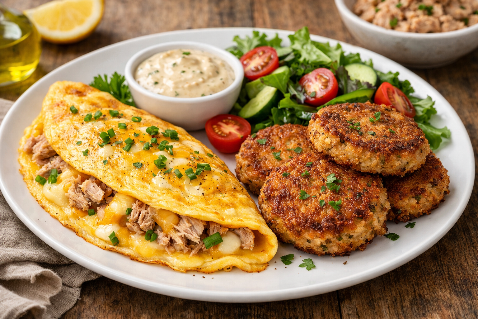 Two Easy Tuna Recipes: Cheesy Tuna Omelette & Crispy Tuna Patties
