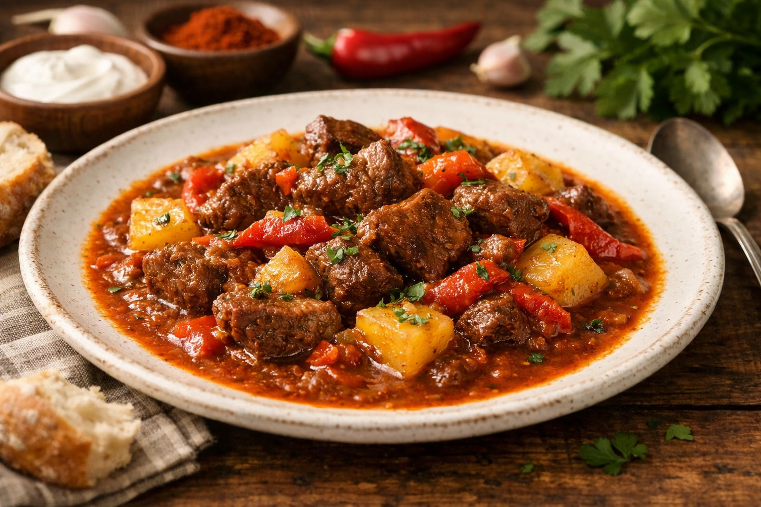 Traditional Hungarian Beef Goulash (Classic Slow-Cooked Stew)