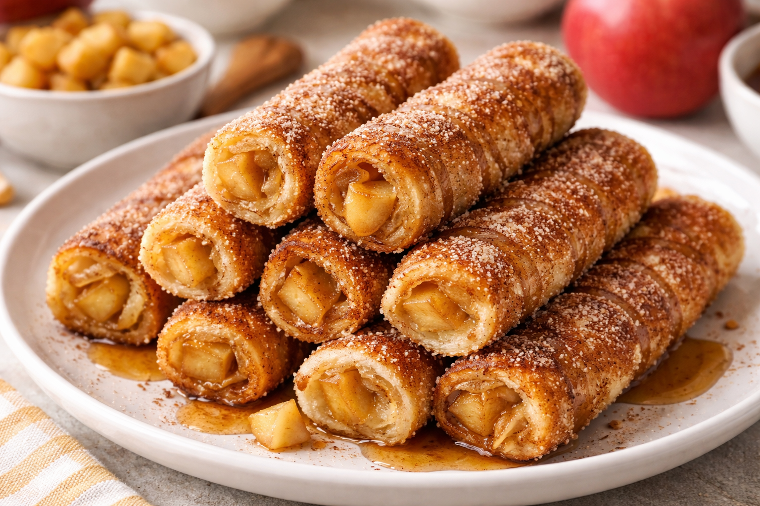 Apple French Toast Roll-Ups with Cinnamon Sugar