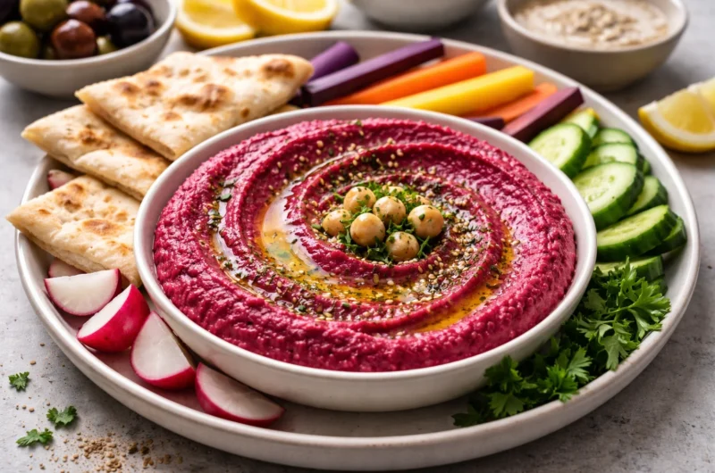 Roasted Beet Hummus with Tahini and Lemon