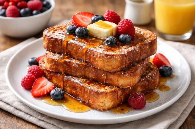 Simple Maple French Toast with Thick-Sliced Bread