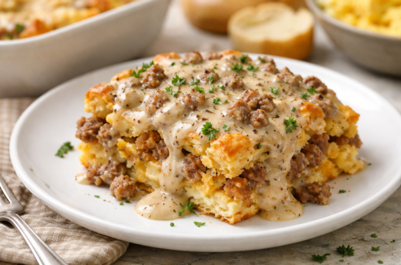 Southern Biscuits and Gravy Breakfast Casserole