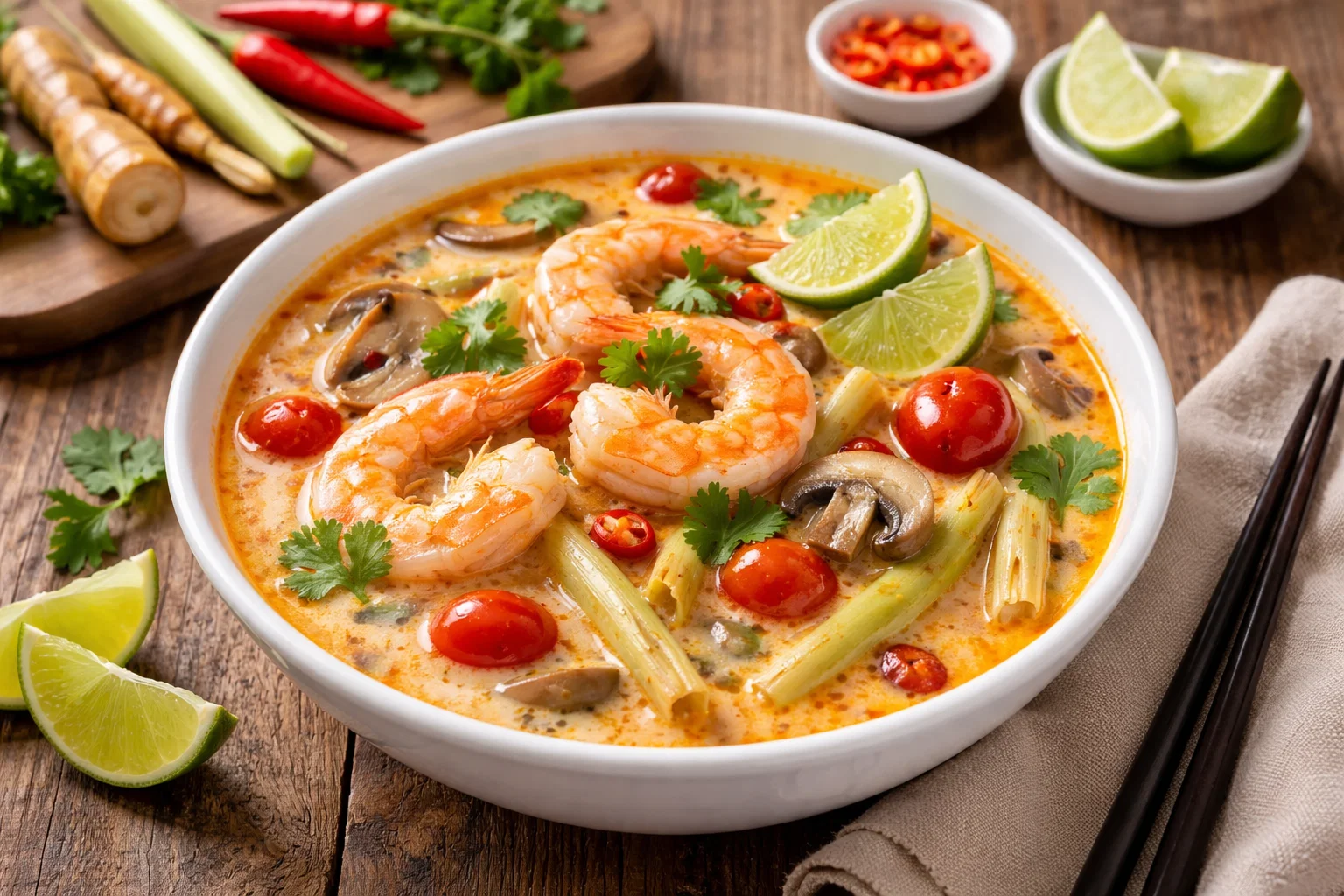 Thai Seafood Coconut Soup with Lemongrass and Prawns