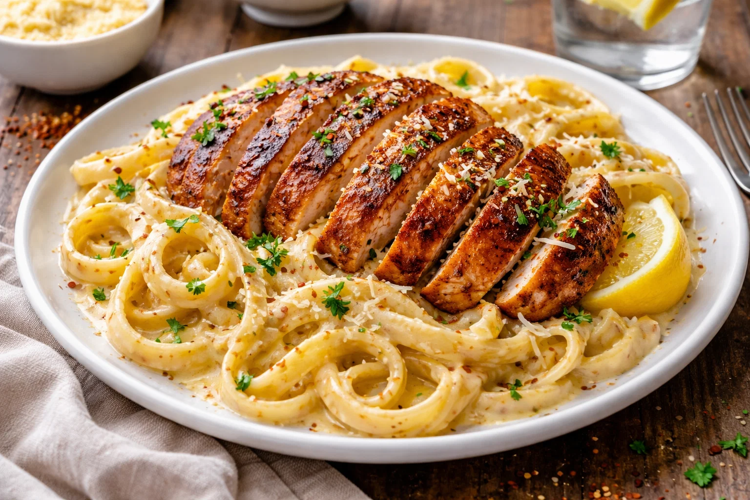 Blackened Cajun Chicken Fettuccine Alfredo