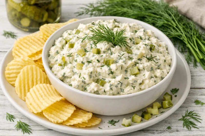 Creamy Dill Pickle Chip Dip with Fresh Dill