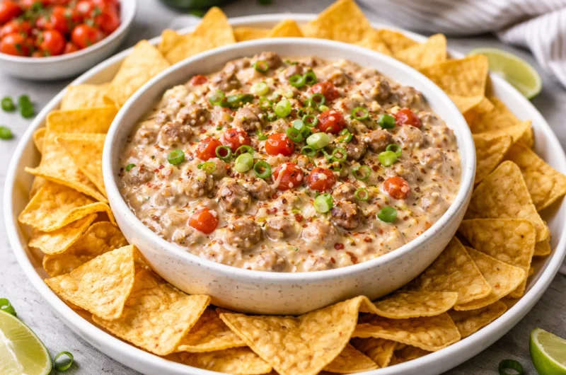 Creamy Hot Sausage Dip with Rotel and Cream Cheese