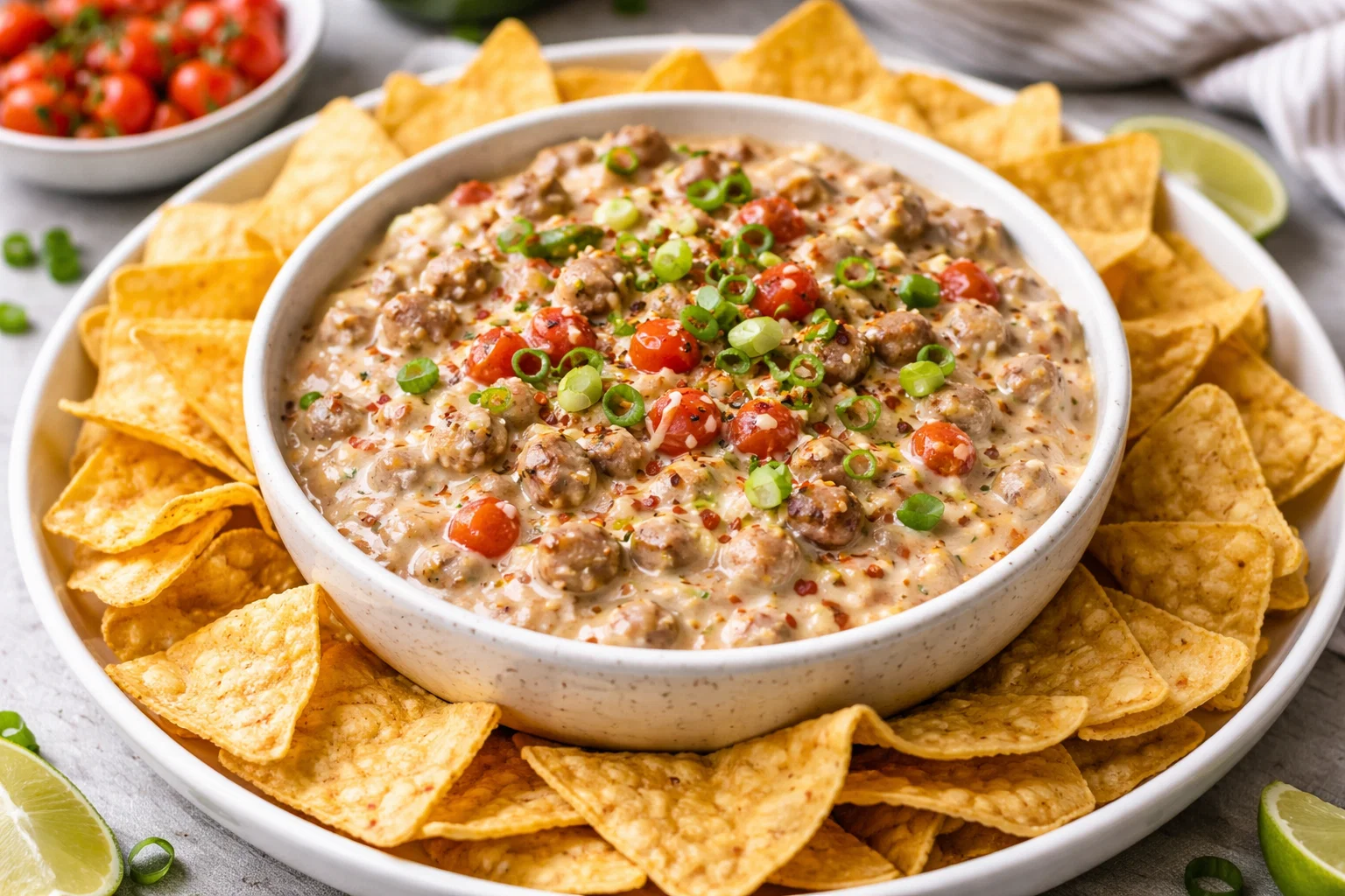 Creamy Hot Sausage Dip with Rotel and Cream Cheese