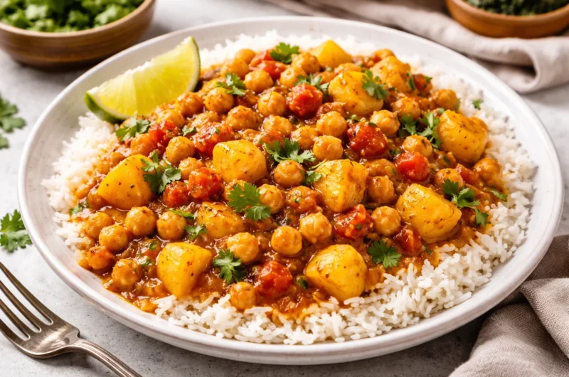 Easy Chickpea and Potato Curry with Tomatoes and Spices