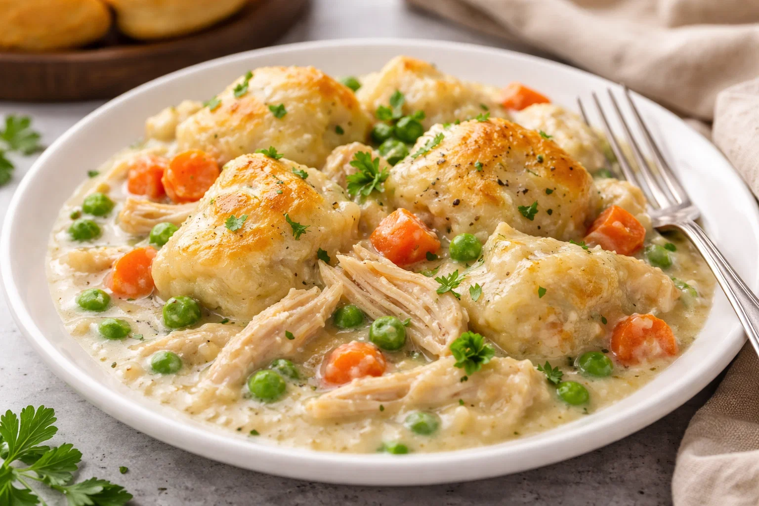 Easy Crock Pot Chicken and Dumplings with Biscuit Dough