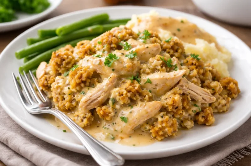 Easy Crock-Pot Chicken and Stuffing with Cream of Chicken Soup