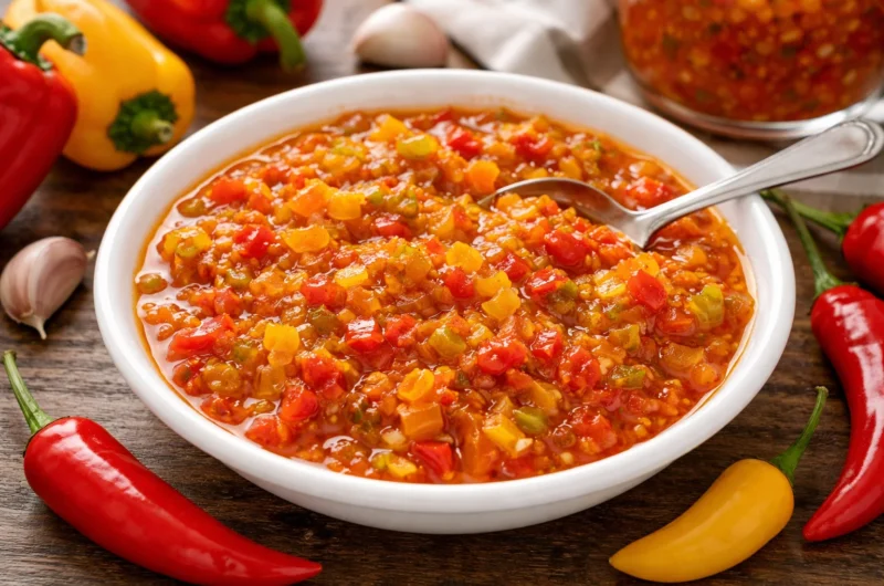 Homemade Sweet Pepper Relish with Chili Peppers