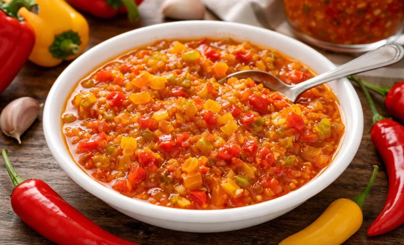 Homemade Sweet Pepper Relish with Chili Peppers