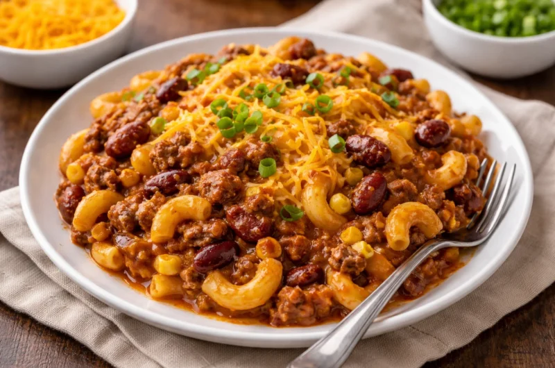 Slow Cooker Chili Mac and Cheese with Ground Beef