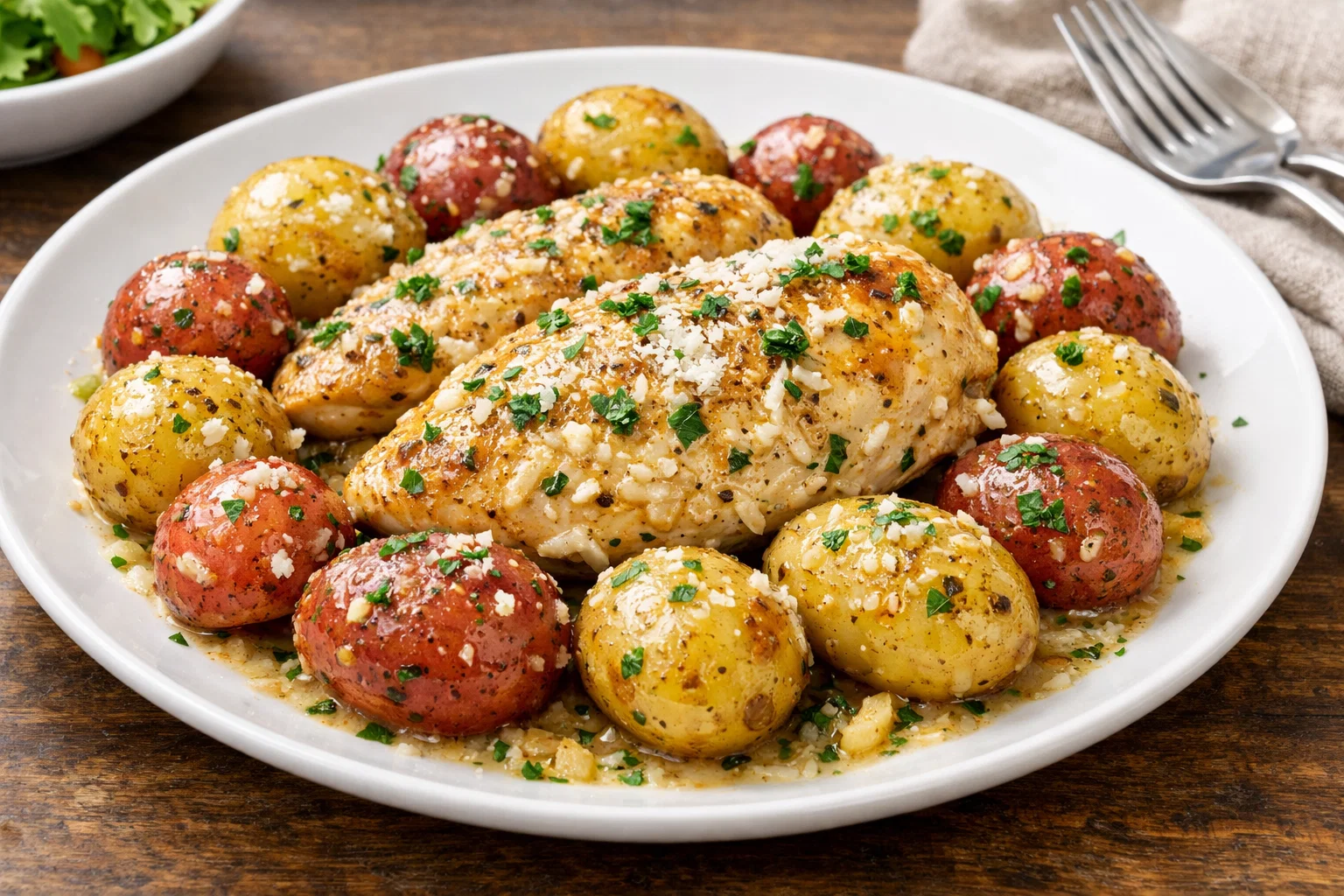 Slow Cooker Garlic Parmesan Chicken and Baby Potatoes